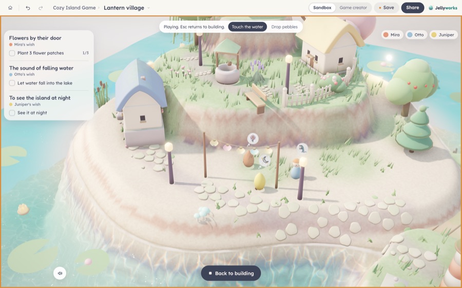 Residents with wish bubbles and the wish checklist